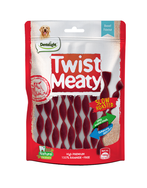 DENTALIGHT 5” Beef Flavor Twist Meaty Dog Chews