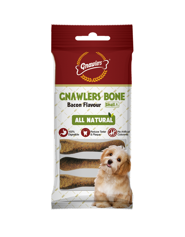 3"Gnawlers Bone Bacon Flavour 6pcs/bag