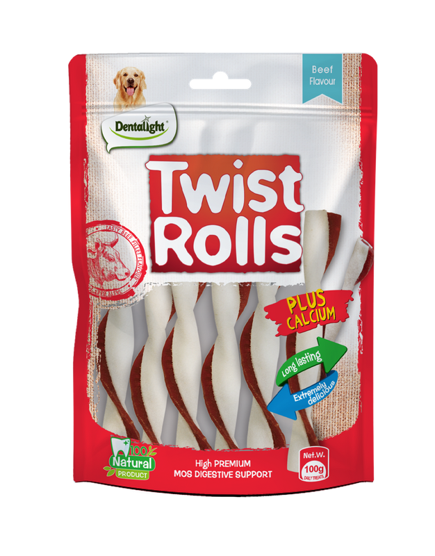 5” Beef Flavor Twist Rolls Dog Treats 100g/Bag